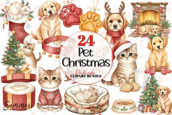 Download Watercolor Christmas Pet PNG Bundle - Png Collection