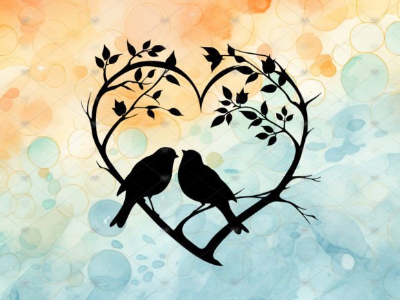 Download Two Love Birds Decal Silhouette PNG SVG - Png Collection