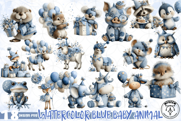 Download Watercolor Blue Baby Animal PNG - Png Collection
