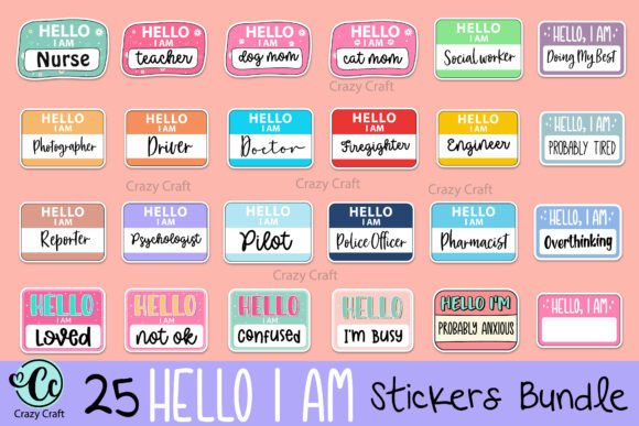 Download Hello I Am Sticker PNG Bundle, Hello I'm - Png Collection