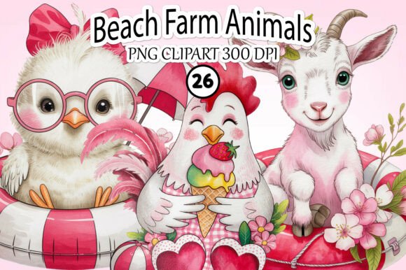 Download Whimsical Beach Farm Animals PNG Clipart - Png Collection
