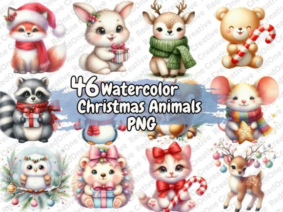 Download Watercolor Christmas Animals PNG - Png Collection
