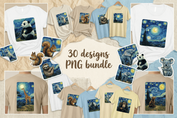 Download Starry Night Animal Art PNG Bundle - Png Collection