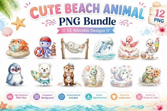 Download Cute Beach Animal Watercolor PNG Clipart - Png Collection