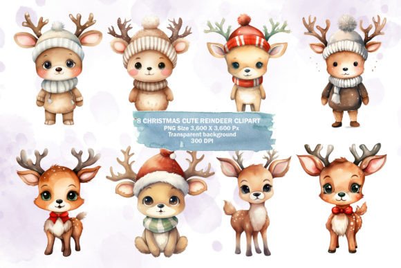 Download Watercolor Cute Reindeer PNG Clipart - Png Collection