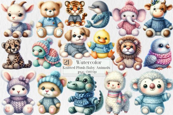 Download Knitted Plush Baby Animals Clipart PNG - Png Collection