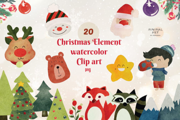 Download 20 Elements Christmas Watercolor PNG - Png Collection
