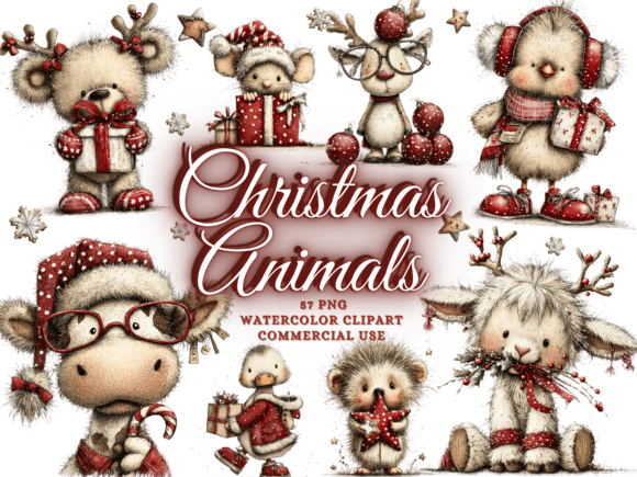 Download Whimsical Christmas Animals Clipart Png - Png Collection