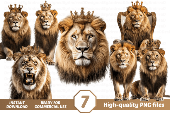 Download Lion Clipart, Lion with Crown PNG Bundle - Png Collection