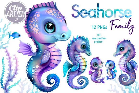Download Stunning Seahorse Family 12 Png Clip Art - Png Collection