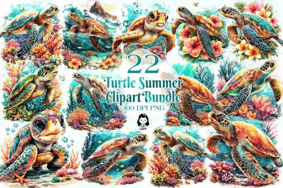 Download Cute Sea Turtle Summer PNG Bundle - Png Collection