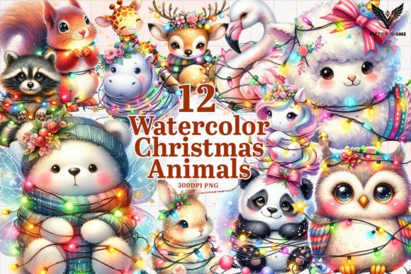 Download Watercolor Christmas Animals Clipart PNG - Png Collection