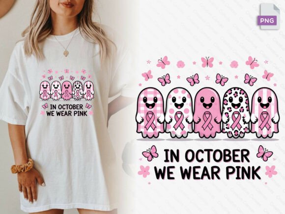 Download Pink Pattern Ghosts October Awareness Png - Png Collection