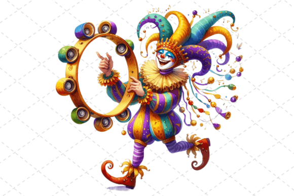 Download Watercolor Mardi Gras Jester Clipart PNG - Png Collection