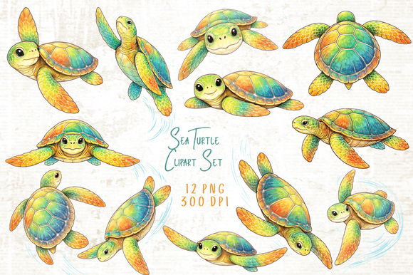 Download Sea Turtle Clipart Set PNG - Png Collection