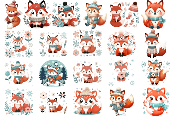 Download 21 Cute Winter Fox Clipart PNG Bundle - Png Collection