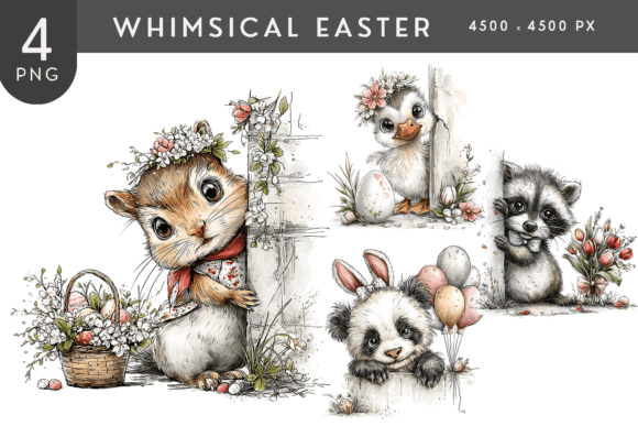 Download Whimsical Easter Woodland Animals PNG - Png Collection