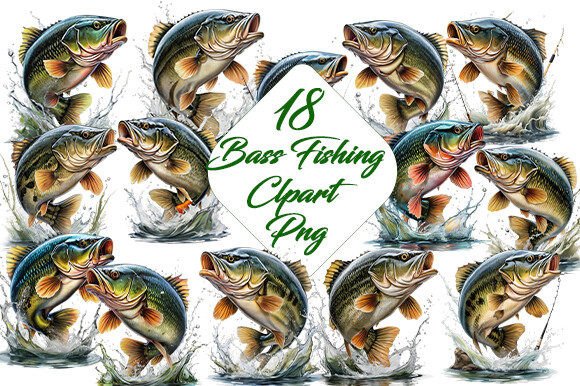 Download Bass Fishing Clipart PNG Bundle. - Png Collection