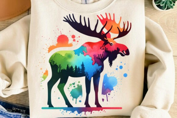 Download Colorful Moose Forest Animal Png - Png Collection