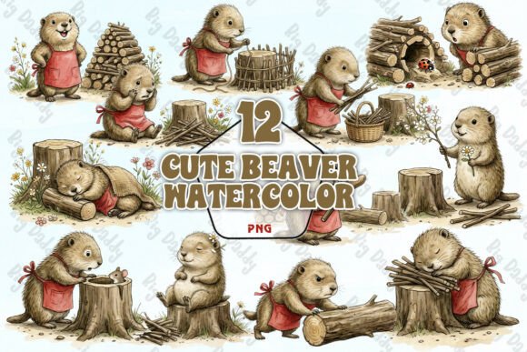 Download Cute Watercolor Beaver PNG - Png Collection