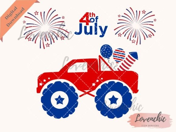 Download 4th July Truck Svg, Png, Eps, Dxf - Png Collection