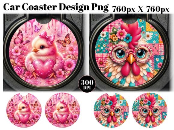 Download Cute Chicken Car Coaster PNG Sublimation - Png Collection