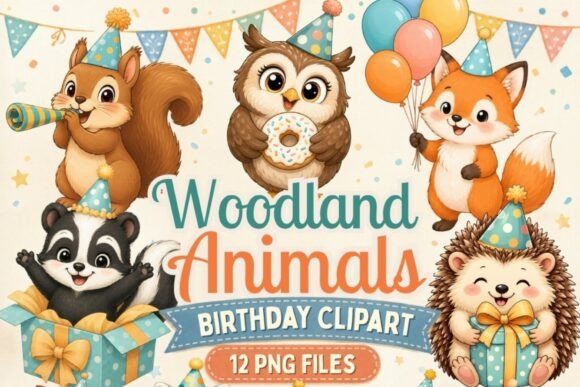 Download Woodland Animals Birthday Clipart PNG - Png Collection