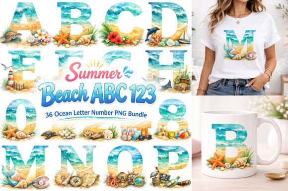 Download Summer Beach Alphabet Letters PNG Bundle - Png Collection