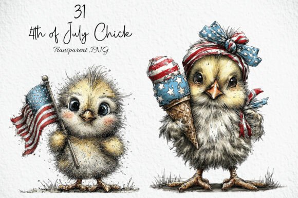 Download Watercolor 4th of July Chick PNG Clipart - Png Collection