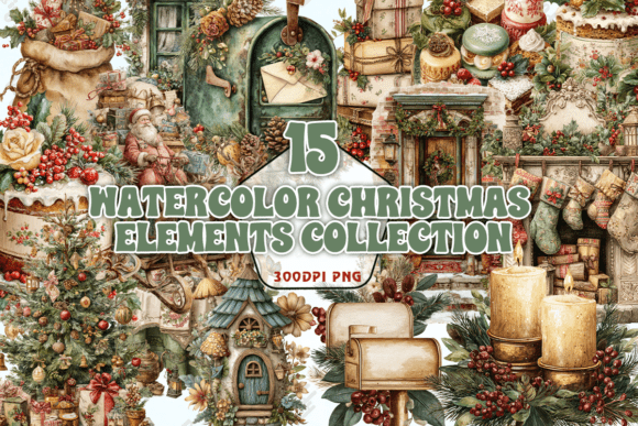 Download Watercolor Christmas Elements PNG - Png Collection