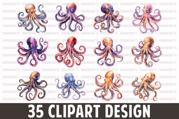 Download Octopus Watercolor Clipart Bundle PNG - Png Collection