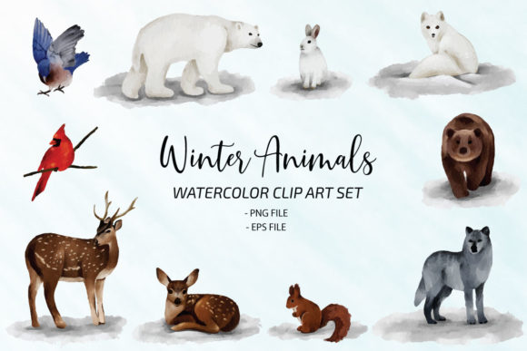 Download Winter Animals Watercolor Clipart PNG - Png Collection