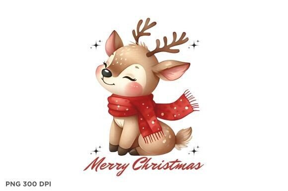 Download Watercolor Cute Christmas Reindeer Png - Png Collection
