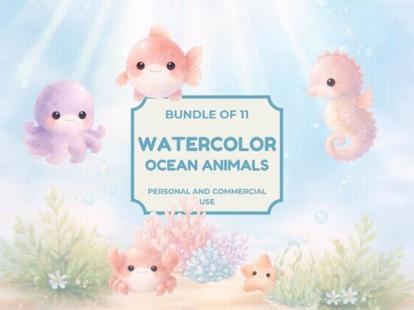 Download Watercolor Ocean Animals PNG - Png Collection
