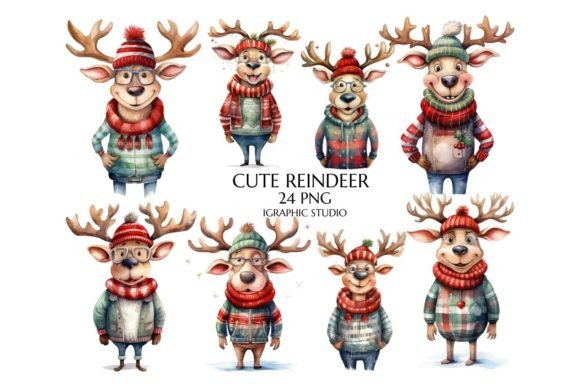 Download Watercolor Funny Reindeer PNG - Png Collection