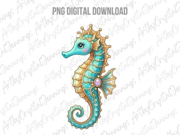Download Tropical Glitter Teal Seahorse PNG - Png Collection
