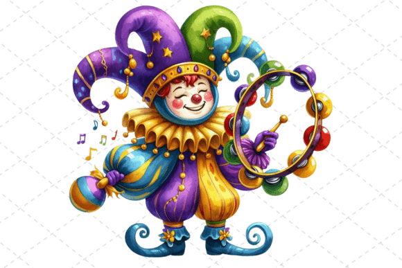 Download Watercolor Mardi Gras Jester Clipart PNG - Png Collection