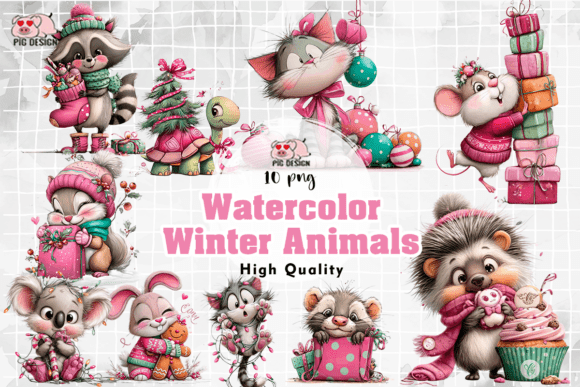 Download Watercolor Winter Animals Clipart PNG - Png Collection