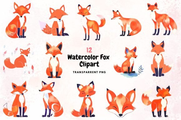 Download Watercolour Fox Clipart PNG - Png Collection