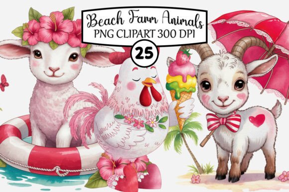 Download Whimsical Beach Farm Animals PNG Clipart - Png Collection