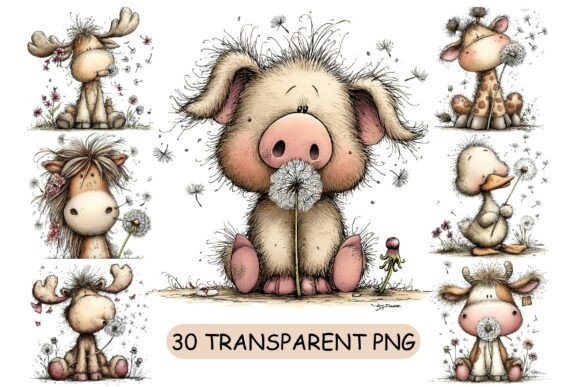 Download 30 Whimsical Farm Animals PNG Clipart - Png Collection