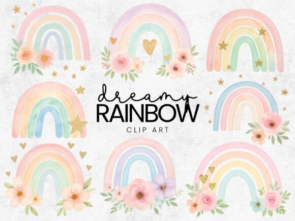 Download Paster Rainbow with Flowers PNG Clipart - Png Collection
