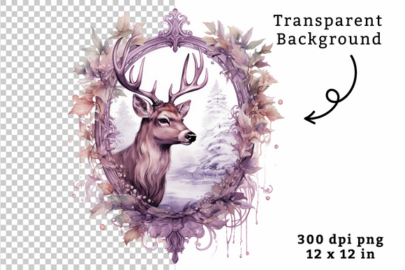 Download Vintage Watercolor Reindeer Clipart PNG - Png Collection