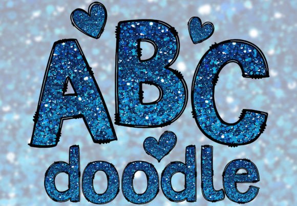Download Blue Glitter Doodle Letters PNG Alphabet - Png Collection