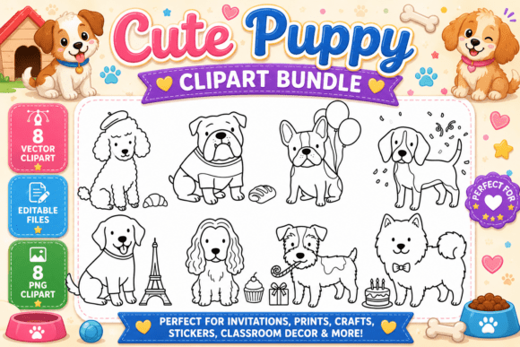 Download Cute Puppy Dog Digital Stamp Clipart PNG - Png Collection