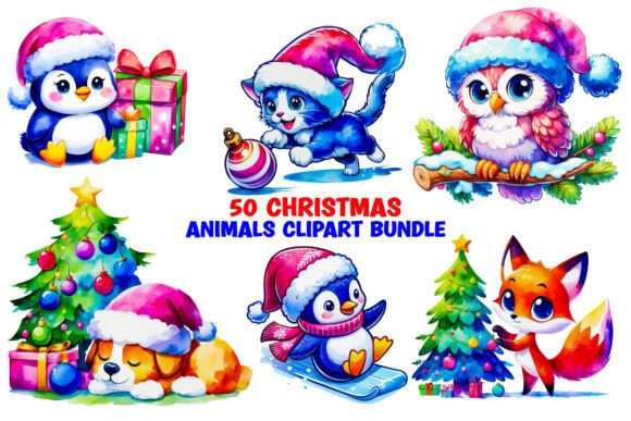 Download Christmas Animals Watercolor Clipart Png - Png Collection