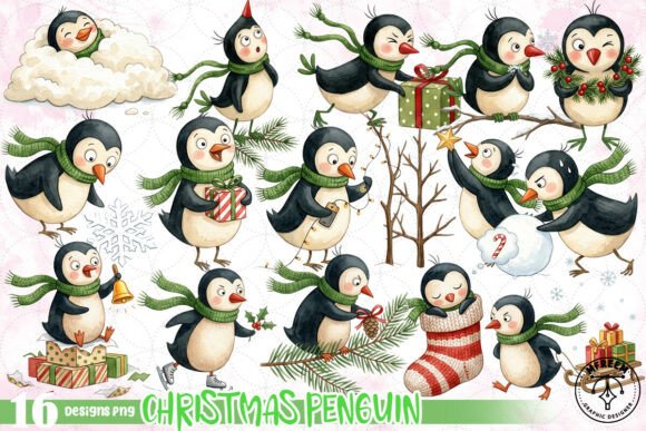Download Watercolor Christmas Penguin PNG - Png Collection