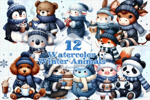Download Watercolor Winter Animals Clipart PNG - Png Collection