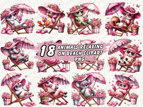 Download Animals Relaxing on Beach Clipart PNG - Png Collection