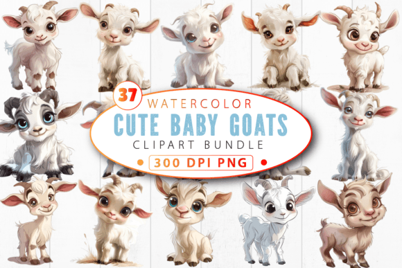Download Cute Baby Goat Nursery Animal Clipart - Baby goat Collection
